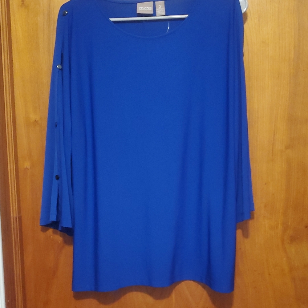Chico's Plus-Size Cobalt Blue Button-Sleeve Tunic